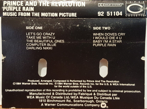 Prince And The Revolution – Purple Rain (Used cassette)