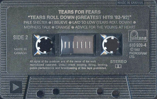 Tears For Fears – Tears Roll Down (Greatest Hits 82-92) (Used cassette)