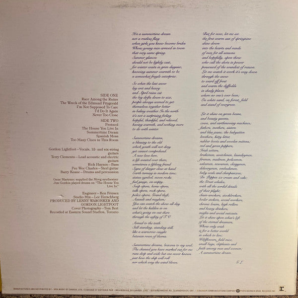 Gordon Lightfoot – Summertime Dream (Used vinyl)