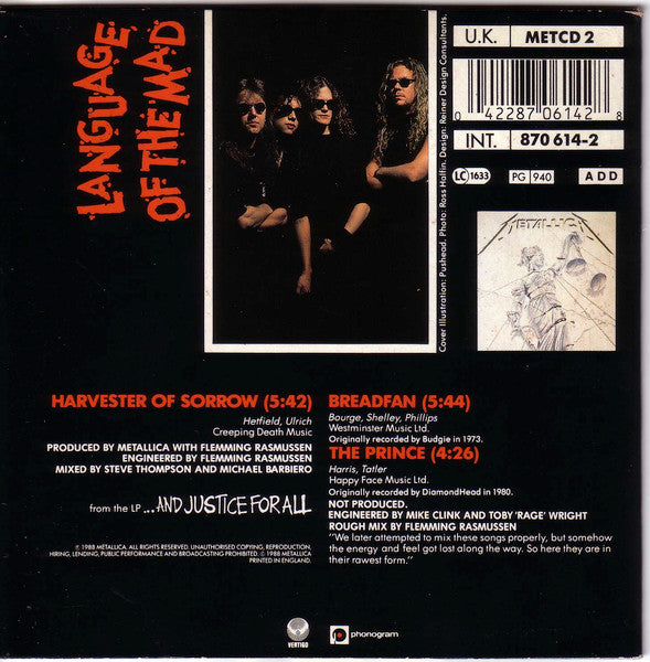 Metallica – Harvester Of Sorrow (Used CD)