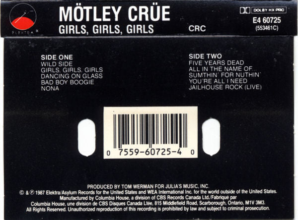 Mötley Crüe – Girls, Girls, Girls (Used cassette)