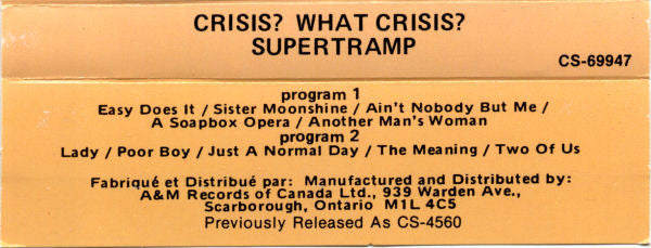 Supertramp – Crisis? What Crisis? (Used cassette)