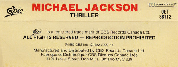 Michael Jackson – Thriller (Used cassette)