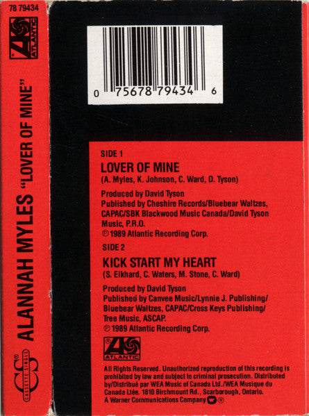 Alannah Myles – Lover Of Mine B/W Kick Start My Heart (Used cassette)