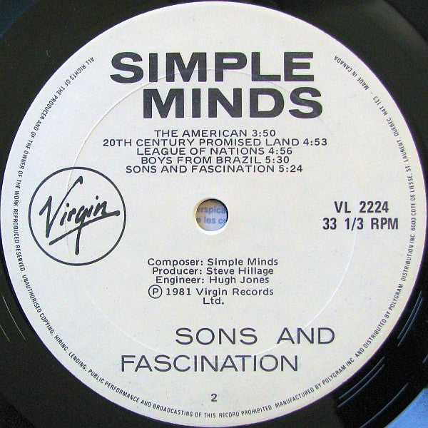 Simple Minds – Sons And Fascination (Used vinyl)