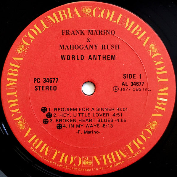 Frank Marino & Mahogany Rush – World Anthem (Used vinyl)