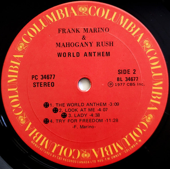 Frank Marino & Mahogany Rush – World Anthem (Used vinyl)