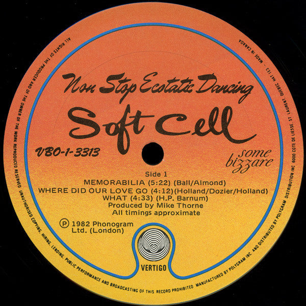Soft Cell – Non Stop Ecstatic Dancing - Used vinyl - Vertigo pressing