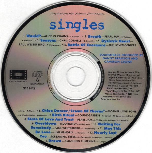 Various – Singles (Original Motion Picture Soundtrack) (Used CD)