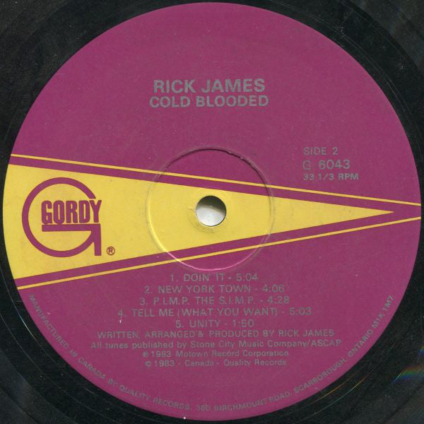 Rick James – Cold Blooded (Used vinyl)