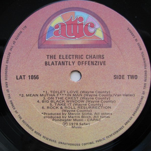 The Electric Chairs – Blatantly Offenzive (Used vinyl)