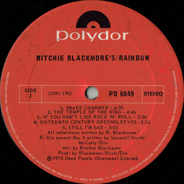 Rainbow – Ritchie Blackmore's Rainbow (Used vinyl)