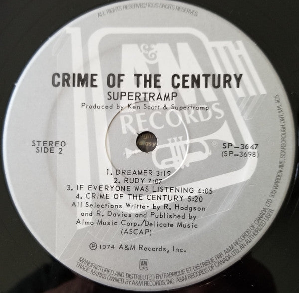 Supertramp – Crime Of The Century (Used vinyl)