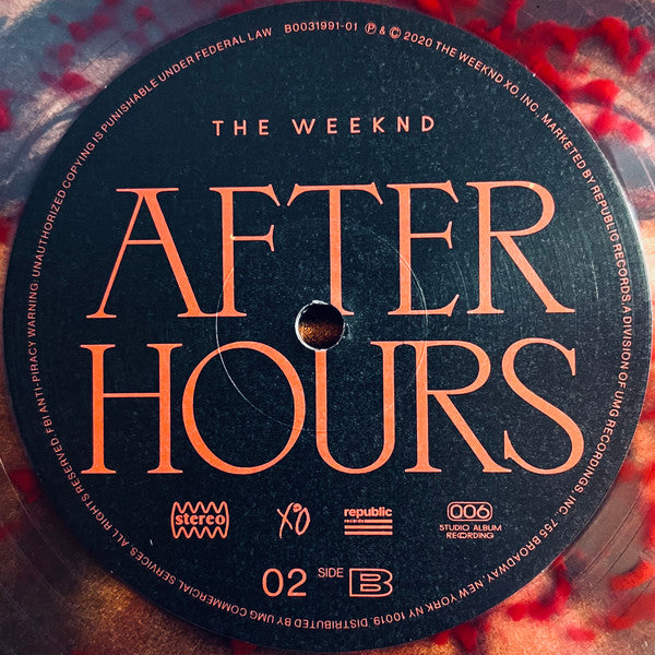 The Weeknd – After Hours (Clear w/ Red splatter) (Used vinyl) (2LP)