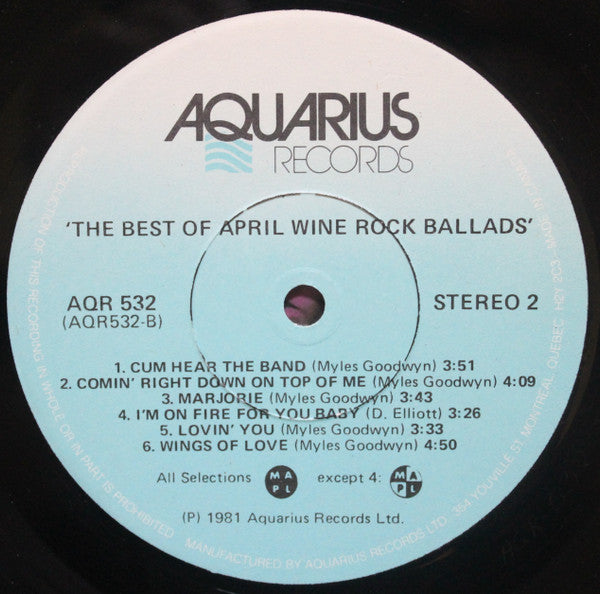 April Wine – The Best Of April Wine Rock Ballads (Used vinyl)
