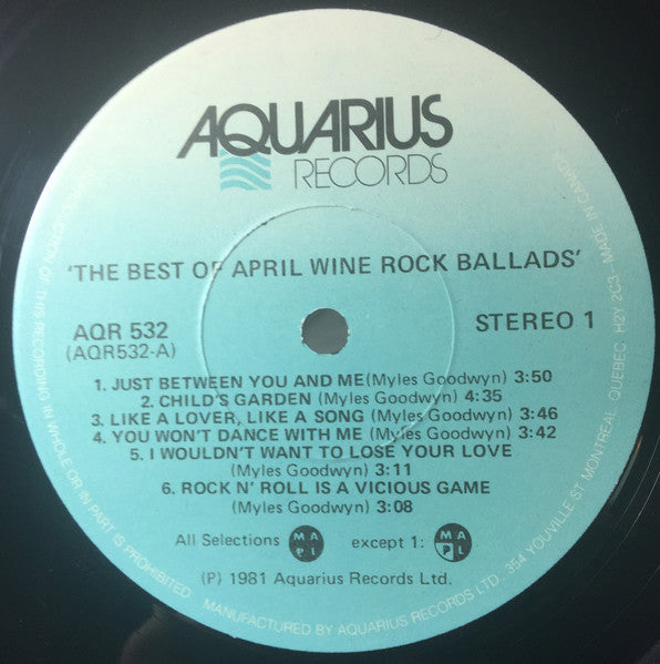 April Wine – The Best Of April Wine Rock Ballads (Used vinyl)