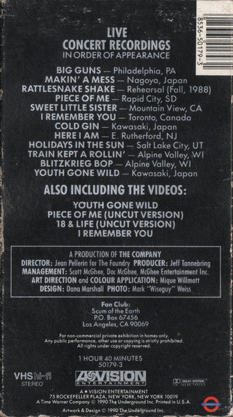 Skid Row – Oh Say Can You Scream (Used VHS)