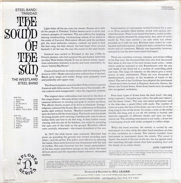 The Westland Steel Band – The Sound Of The Sun (Steel Band / Trinidad) (Used vinyl)