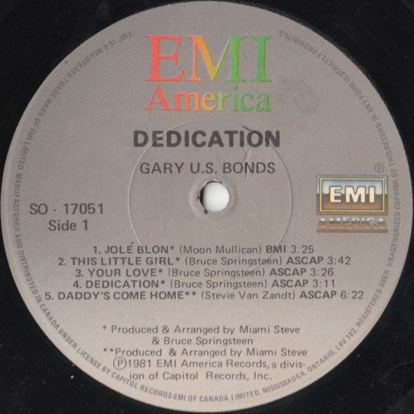 Gary U.S. Bonds – Dedication (Used vinyl)