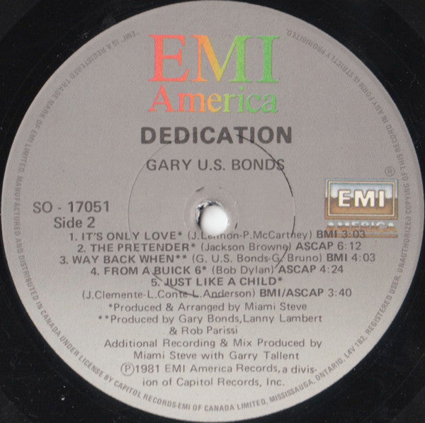 Gary U.S. Bonds – Dedication (Used vinyl)