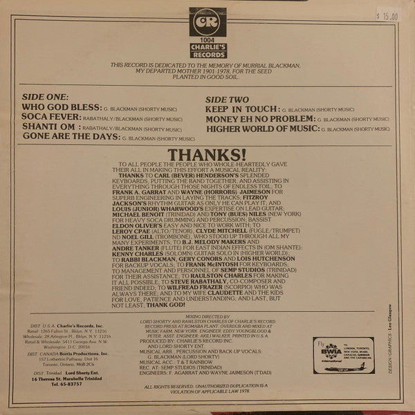 Lord Shorty – Soca Explosion - Used vinyl