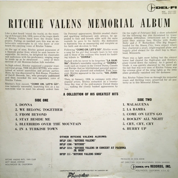 Ritchie Valens – His Greatest Hits (Used vinyl)