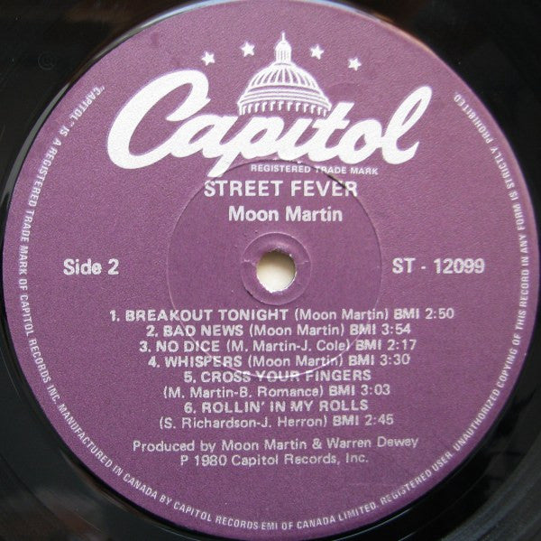 Moon Martin – Street Fever (Used vinyl)