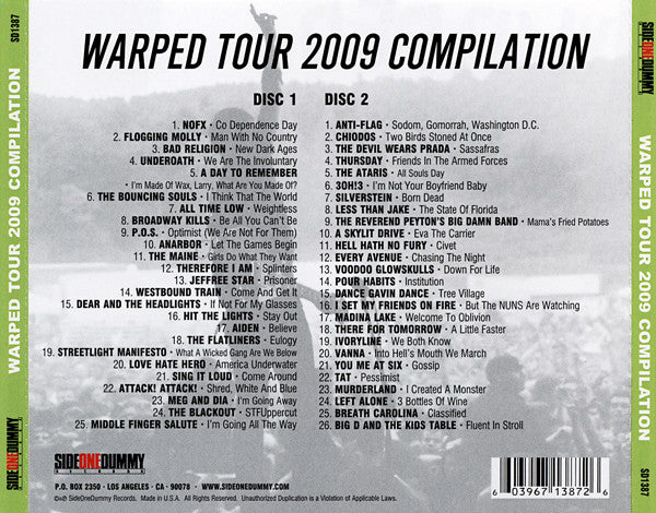 Various – Vans Warped Tour 2009 Compilation (Used double CD)