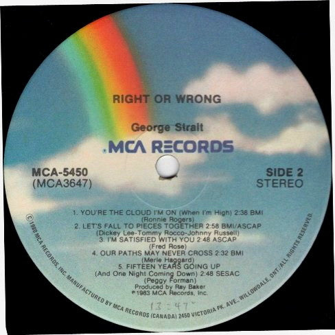 George Strait – Right Or Wrong (Used vinyl)