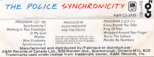 The Police – Synchronicity (Used cassette)