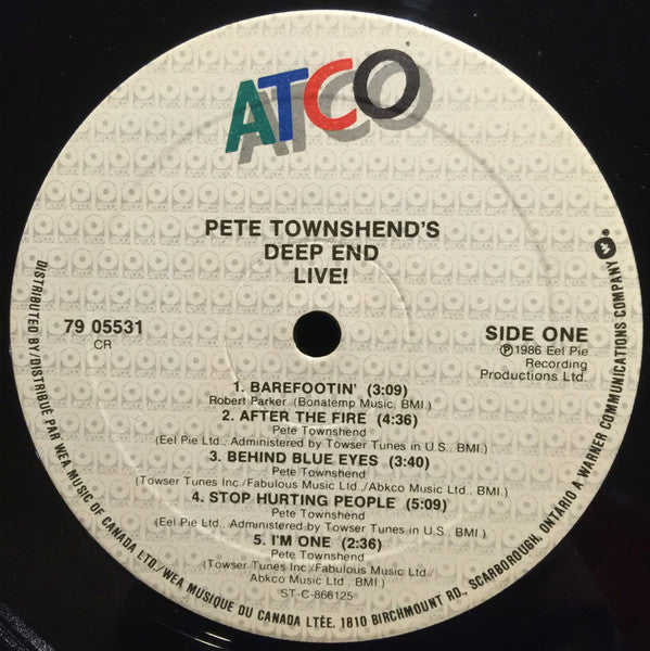 Pete Townshend 's Deep End – Live! (Used vinyl)