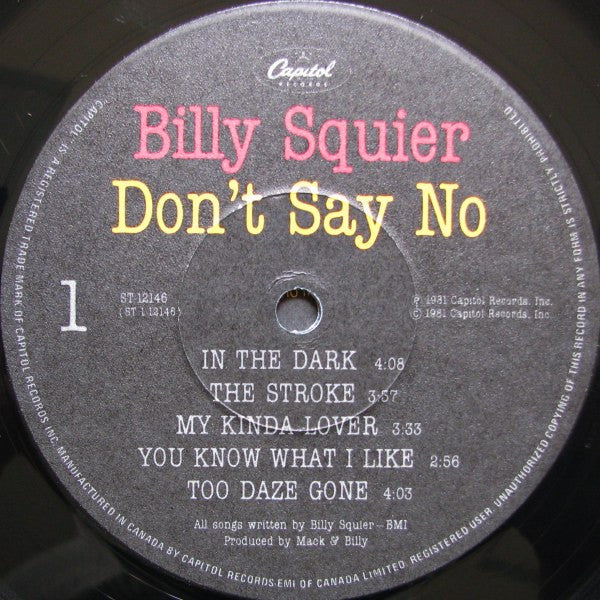 Billy Squier – Don't Say No (Used vinyl)