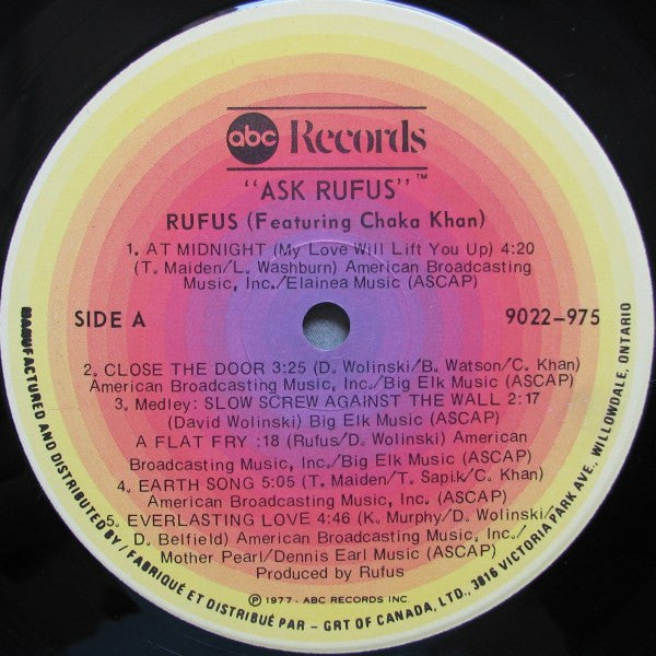 Rufus Featuring Chaka Khan – Ask Rufus (Used vinyl)