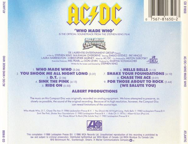 AC/DC – Who Made Who (Used CD)