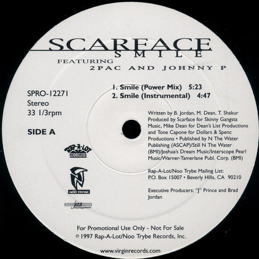 Scarface. Featuring 2 Pac And Johnny P – Smile (Used vinyl)
