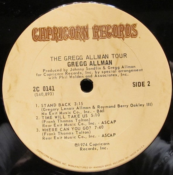 Gregg Allman With Cowboy/Boyer & Talton – The Gregg Allman Tour (Used vinyl)