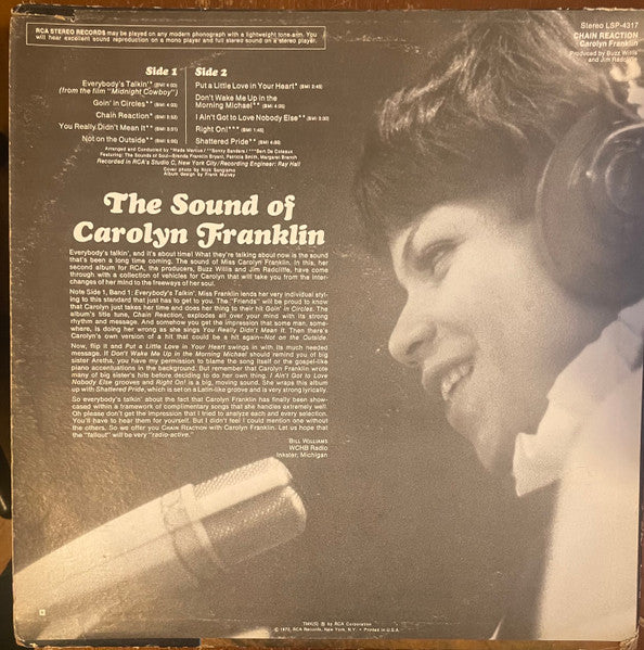 Carolyn Franklin – Chain Reaction (Used vinyl)