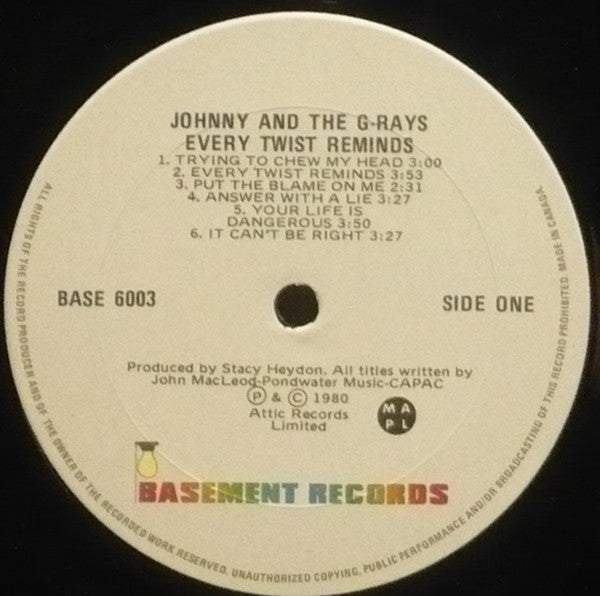 Johnny And The G-Rays – Every Twist Reminds - Used vinyl