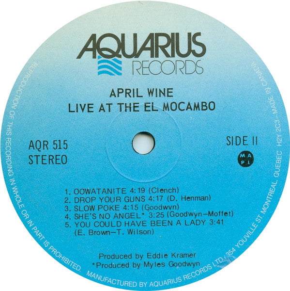 April Wine – Live At The El Mocambo (Used vinyl)