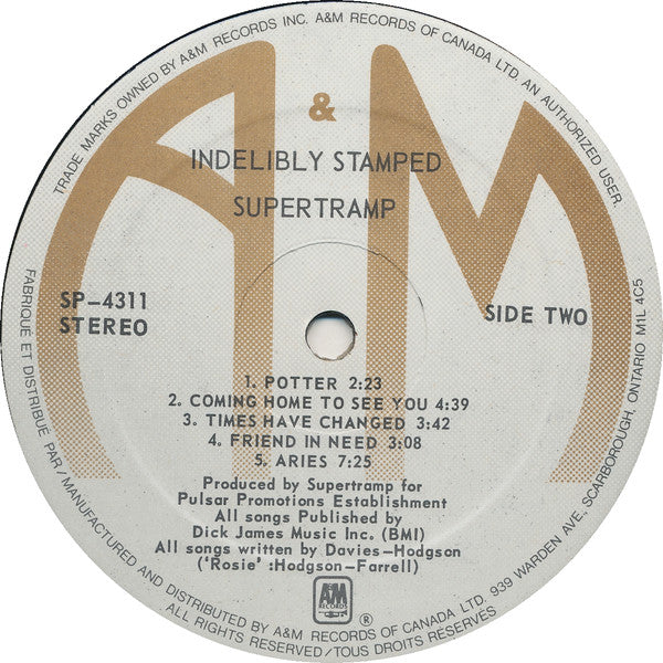 Supertramp – Indelibly Stamped (Used vinyl)
