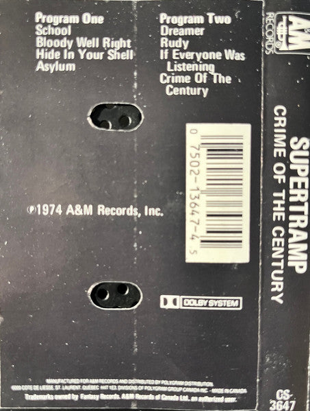 Supertramp – Crime Of The Century (Used cassette)
