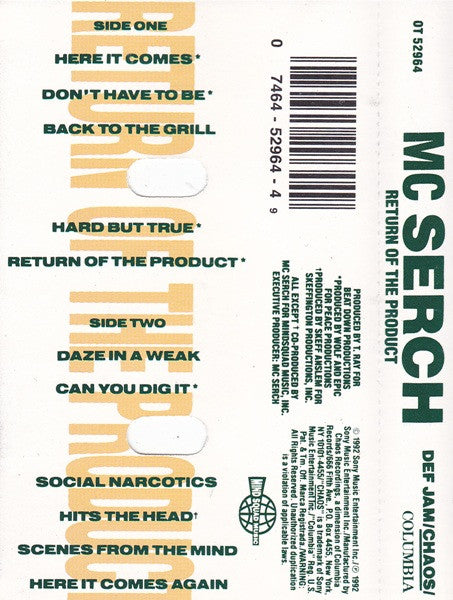 MC Serch – Return Of The Product (Used cassette)