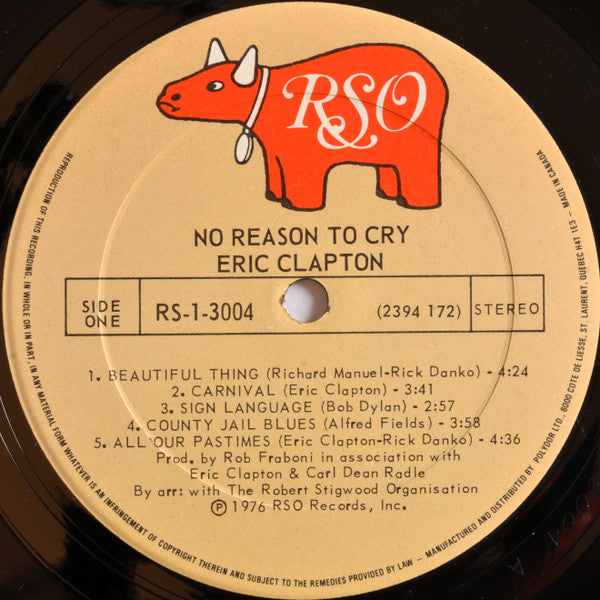 Eric Clapton – No Reason To Cry (Used vinyl)