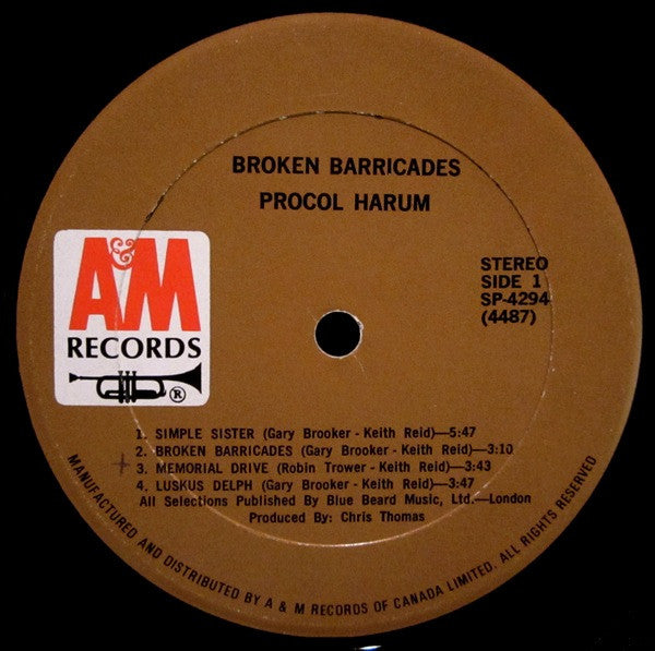 Procol Harum – Broken Barricades (used vinyl)