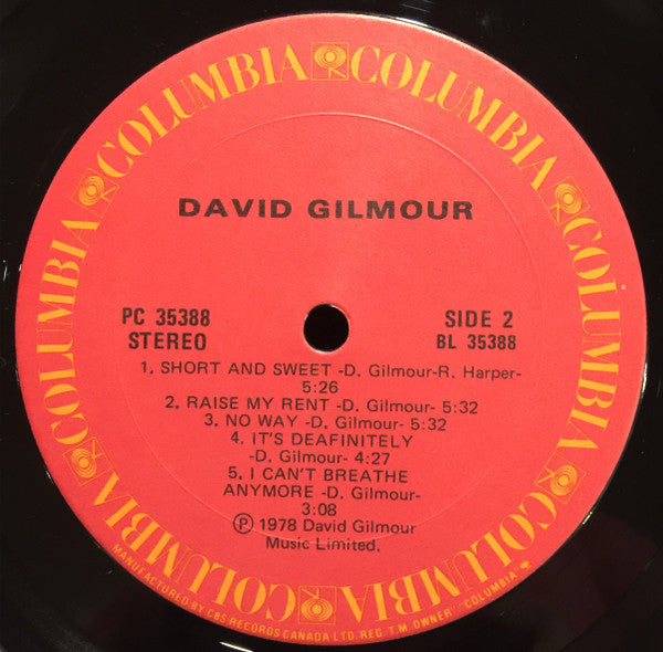 David Gilmour – David Gilmour (Used vinyl)