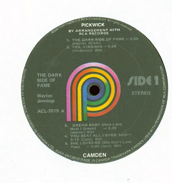 Waylon Jennings – The Dark Side Of Fame (Used vinyl)
