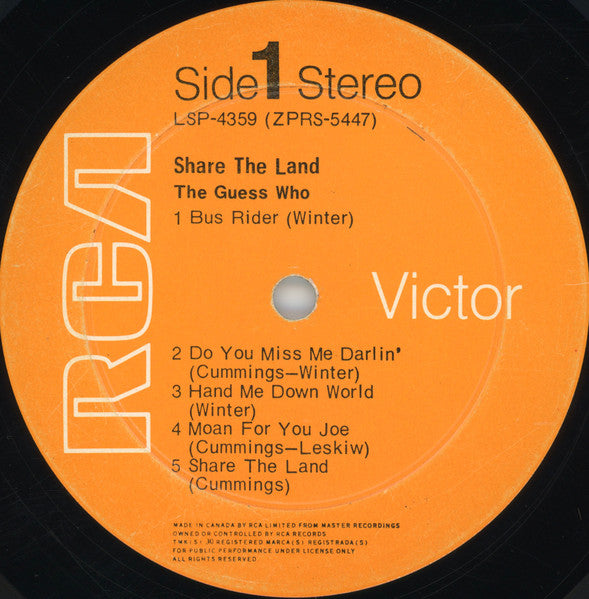 The Guess Who – Share The Land (Used vinyl)