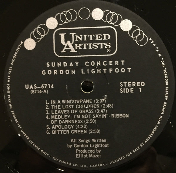 Gordon Lightfoot – Sunday Concert (Used vinyl)