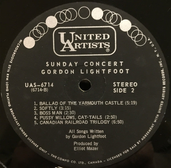 Gordon Lightfoot – Sunday Concert (Used vinyl)