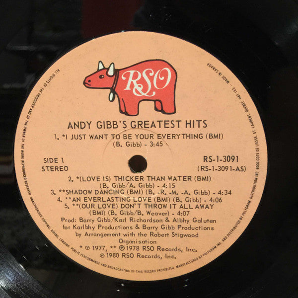 Andy Gibb – Andy Gibb's Greatest Hits (Used vinyl)